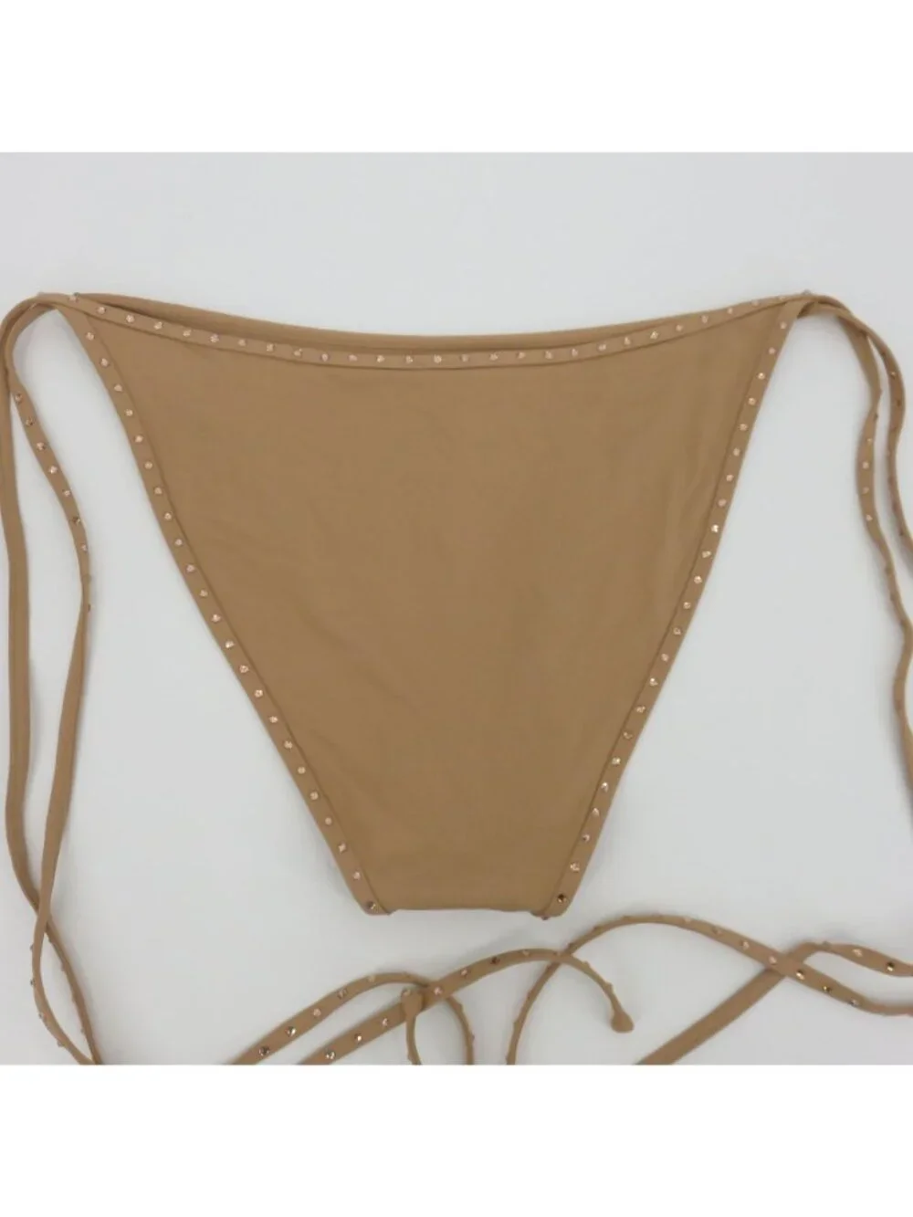 SKIMS Women Plus Size 4X Rhinestone Swim Tie Bikini Bottom Ochre NEW With Defect